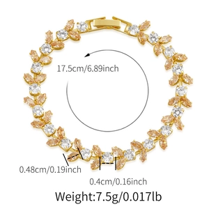 Detailed view of marquise-cut zircon bracelet with dimensions 17.5cm and 7.5g weight