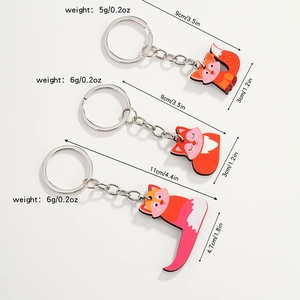 Cute wooden fox keychain set for family gifts with detailed weight and size specs