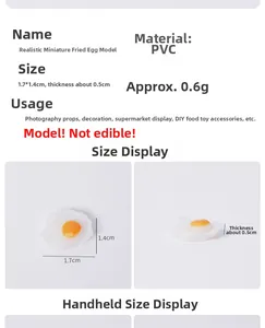 Detailed dimensions of miniature PVC fried egg model for dollhouse DIY crafts