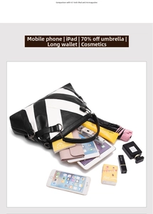 Spacious tote bag capacity view showing storage for 9.7 inch iPad, wallet and daily items