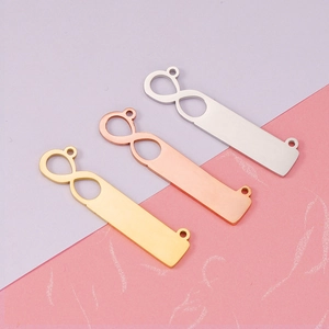 Infinity Symbol Rectangular Bar Pendant 304 Stainless Steel Mirror Polished Jewelry Making DIY Accessories Blank