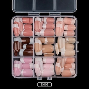French Press On Nails ABS Glossy Square Mixed Colors Nude Pink Brown Wearable Artificial False Nails DIY Manicure
