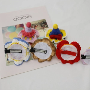 Handmade crochet hat hair clips in multiple colors with secure metal back clips