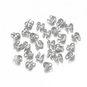 Multiple stainless steel bead chain connectors for DIY jewelry making on white background