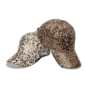Baseball Cap Leopard Print Bronzing Metallic Foil Curved Brim Adjustable Fashion Sun Protection Outdoor For Women