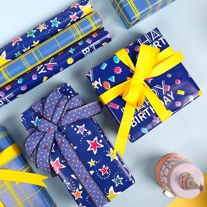 Birthday Gift Wrapping Paper Roll Fluorescent Neon Colorful Cartoon Animal Star Heart Pattern DIY Crafts Party Decor