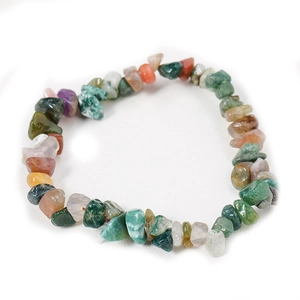 Detailed view of handmade bracelet with colorful irregular natural gemstone beads