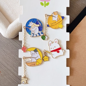 Lot de broches émaillées animaux mignons avec ours polaire, hamster, chat et lapin