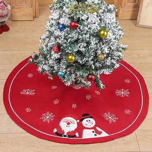 Jupe De Sapin De Noël Tricotée Père Noël Bonhomme De Neige Flocons De Neige Rouge Décoration De Fête Tapis De Base