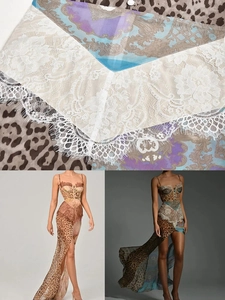 Sexy leopard print chiffon maxi dress with lace splicing and side slit detail