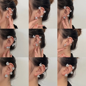 Butterfly Heart Star Shape Ear Cuffs Alloy Rhinestone Artificial Pearl No Pierced Earrings Elegant Jewelry Gift For Women Girls