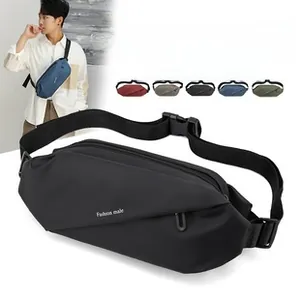 Detail view of water-resistant matte fabric sports chest bag in five available colors
