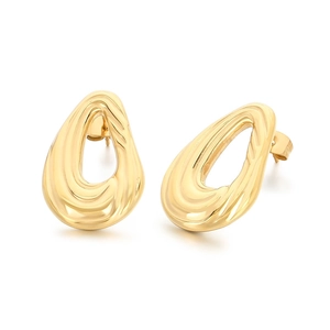 Boucles d'oreilles en acier inoxydable plaqué or 18 carats au design goutte d'eau