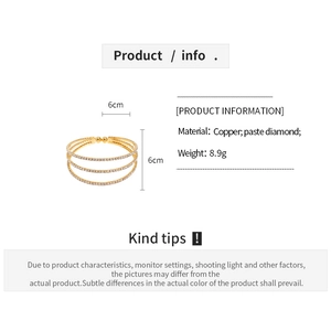 Detailed view of triple-layered gold bracelet with copper material and diamond dimensions
