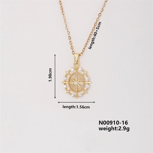 Detailed size chart for starburst pendant necklace with 40+5cm chain and 2.9g weight