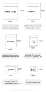 Laundry bag size chart showing various dimensions for different types of delicate clothing