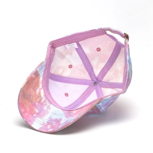 Cappellino da baseball tie-dye colorato per bambini con strass e fiori per bambine