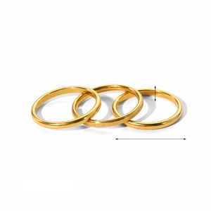 Three-piece set of 18k gold plated stainless steel minimalist rings with frosted finish