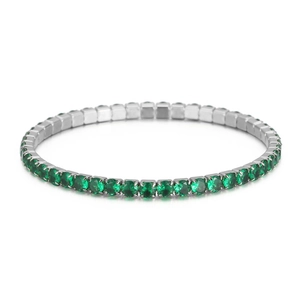 4mm green tennis bracelet with sparkling round-cut crystals in a silver-tone setting