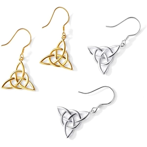 925 Sterling Silver Celtic Knot Triquetra Drop Earrings Vintage Triangle Geometric Dangle Earrings For Women Fashion Jewelry