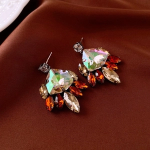 Retro Wasser Tropfen Ohrringe Geometrisch Schillernd Strass Zirkon Schmuck Mit Silbernem Ohrstecker Kupfer Stil