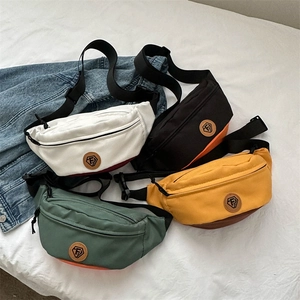 Minimalist Oxford fabric crossbody waist bags in four colors with adjustable nylon straps
