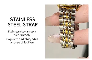 Detail of two-tone stainless steel watch band with classic five-link jubilee structure