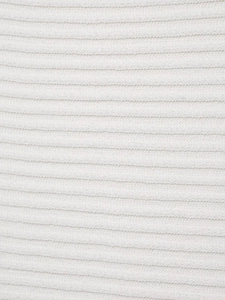Detailed macro view of white horizontal ribbed knit fabric showing soft cotton texture