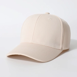 Detailed macro view of high-quality cotton twill fabric and embroidery on beige sun hat