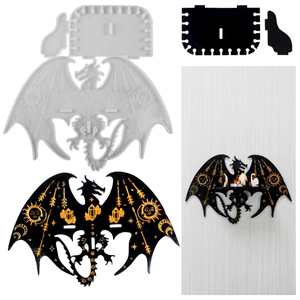 Moule Silicone Pour Bougeoir Mural Dragon DIY Résine Coulée Design Mythique Soleil Lune Céleste Décoration Maison