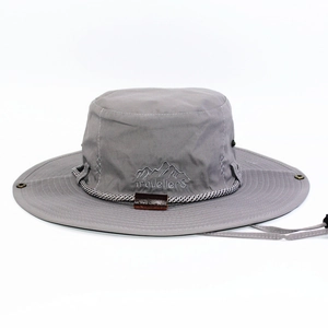 Cappello da sole grigio scuro a rapida asciugatura con ricamo e cordino antivento