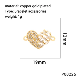 Macro shot of 19mm gold heart padlock charm with pave cubic zirconia and hollow geometry