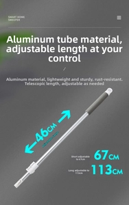 Verstelbare aluminium telescoopsteel voor bezem en dweil, uitschuifbaar tot 113 cm