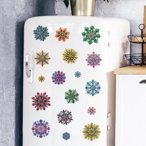 Snowflake Wall Stickers Colorful Mandala PVC Waterproof Removable Decals For Bathroom Glass Window Fridge Decoration