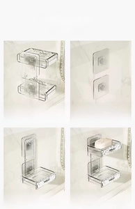Step-by-step installation guide for the wall-mounted double-layer acrylic soap holder