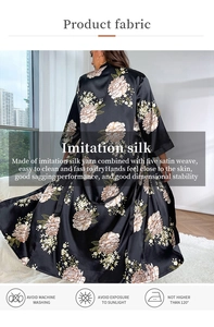 Close-up of imitation silk fabric featuring elegant peony patterns and satin texture