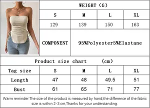 Size chart for slim fit tube top showing measurements in cm for S, M, L, XL sizes