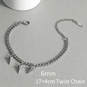 316L stainless steel twisted chain bracelet with spike pendants and 6mm width