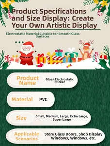Detailed view of PVC Christmas static stickers featuring Santa and Reindeer for glass decor