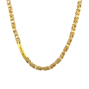 Collier chaîne byzantine dorée de 6 mm pour homme avec mailles entrelacées et fermoir mousqueton