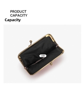Detail view of mini coin purse interior showing spacious main pocket and gold metal clasp