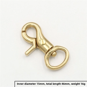 Brass lobster clasp hook for DIY leather craft with 15mm inner diameter and 46mm length