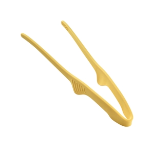 Silicone food tongs in vibrant yellow for BBQ and baking with anti-slip grip