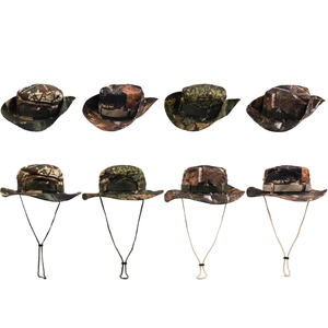 Cappello da Pescatore Mimetico all'Aperto in Poliestere Protezione Solare Con Cinturino Regolabile per Uomo Donna Arrampicata Boonie Hat