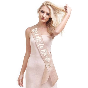 Rose gold glitter Bride to Be sash for bachelorette party with diamond graphic