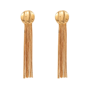 Elegant gold plated geometric tassel earrings featuring a sleek minimalist design