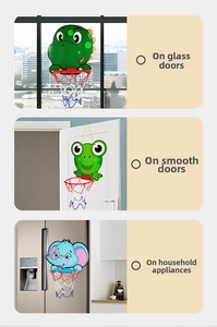 No-drill mini basketball hoop for kids featuring dinosaur, frog, and elephant backboards