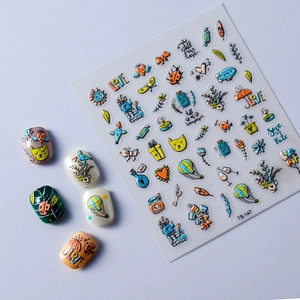 Autocollants nail art 5D avec oiseaux mignons et graffitis de jardin pour manucure