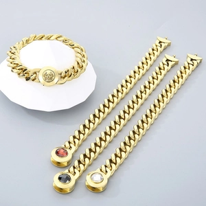 Detailed view of gold Cuban chain clasps featuring skull design and multi-color gemstones
