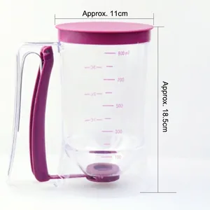 Manual batter dispenser tool with 900ml measuring scale and purple squeeze handle